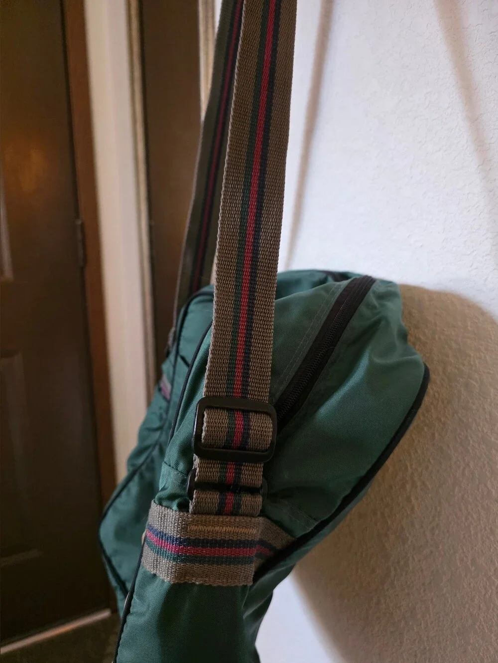 Coleman Green Messenger Bag with Tan Accent